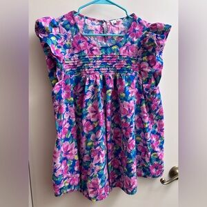 Emily Wonder flutter sleeves. Floral Sleeveless Top. Size 1X . NL 29